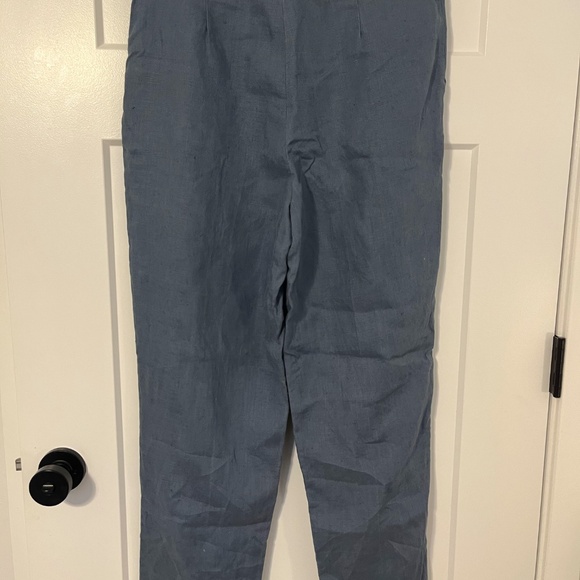 Daniel Caron Vintage 100% Linen Pants Women's 14 Made in Hong Kong Blue High - Picture 5 of 11